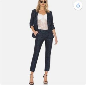 NWT J Brand Jeans Womens Clara Trouser 32 Navy Blue Black Floral Jacquard $348